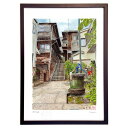 【スーパーSALE半額】版画 樋口一葉菊坂旧居跡 (ゆきお)インテリア 壁掛け 額入り 風景画 ポスター アート リビング 玄関に飾る 風水 プレゼント モダン...