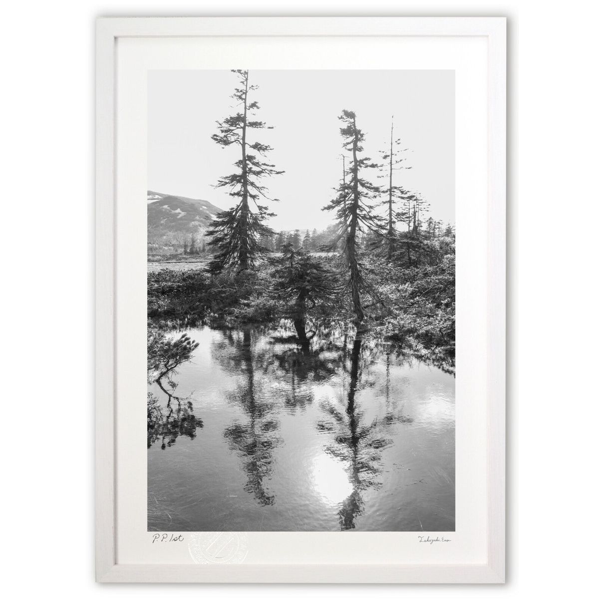 版画 山の上の沼にて (takumi4444)インテリア 壁掛け 額入り 風景画 ポスター アート リビング 玄関に飾る 風水 プレゼント モダン アートフレーム