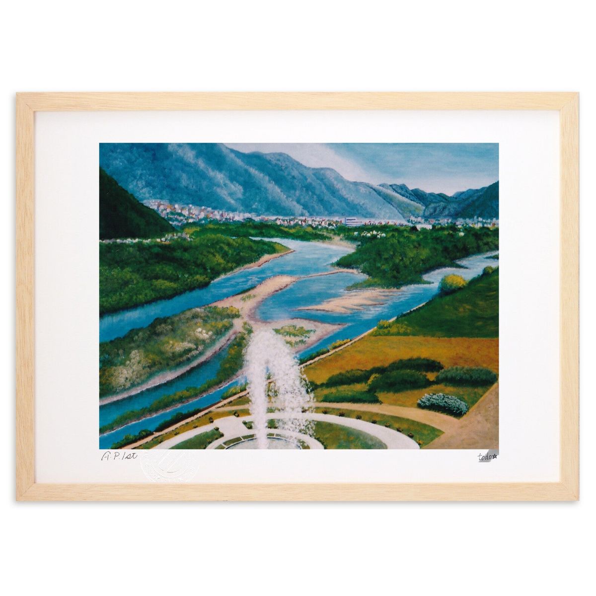 【スーパーSALE半額】版画 千曲川 (todo_0221)インテリア 壁掛け 額入り 風景画 ポスター アート リビング 玄関に飾る 風水 プレゼント モダン...