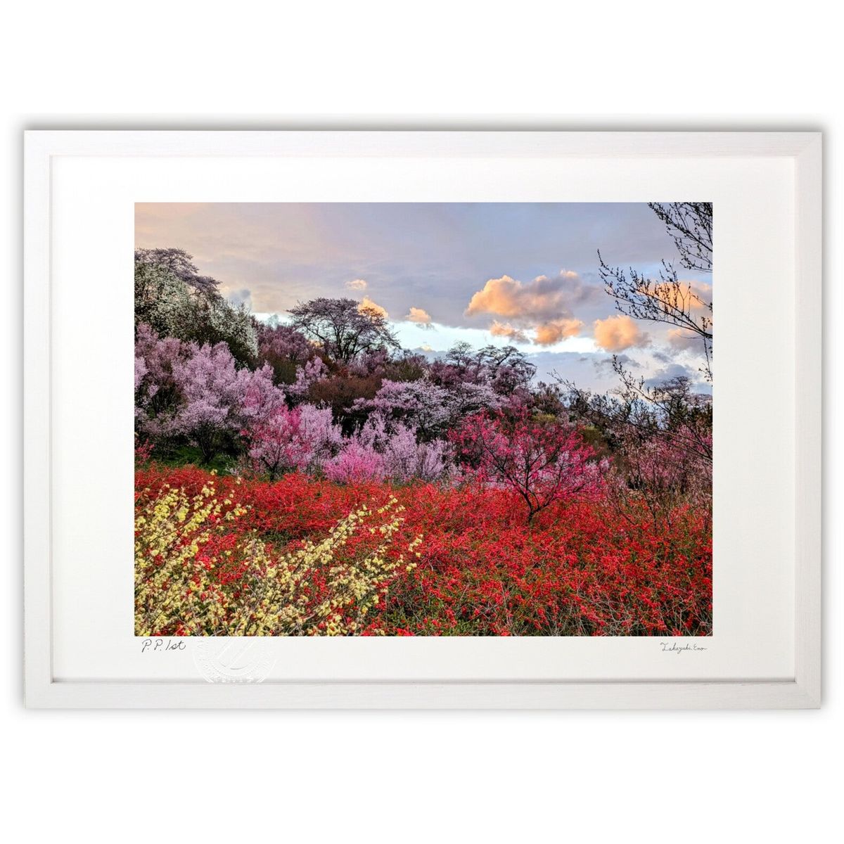 版画 彩 ―いろどり― (天ぷらまんじゅう)インテリア 壁掛け 額入り 風景画 ポスター アート リビング 玄関に飾る 風水 プレゼント モダン アートフレーム