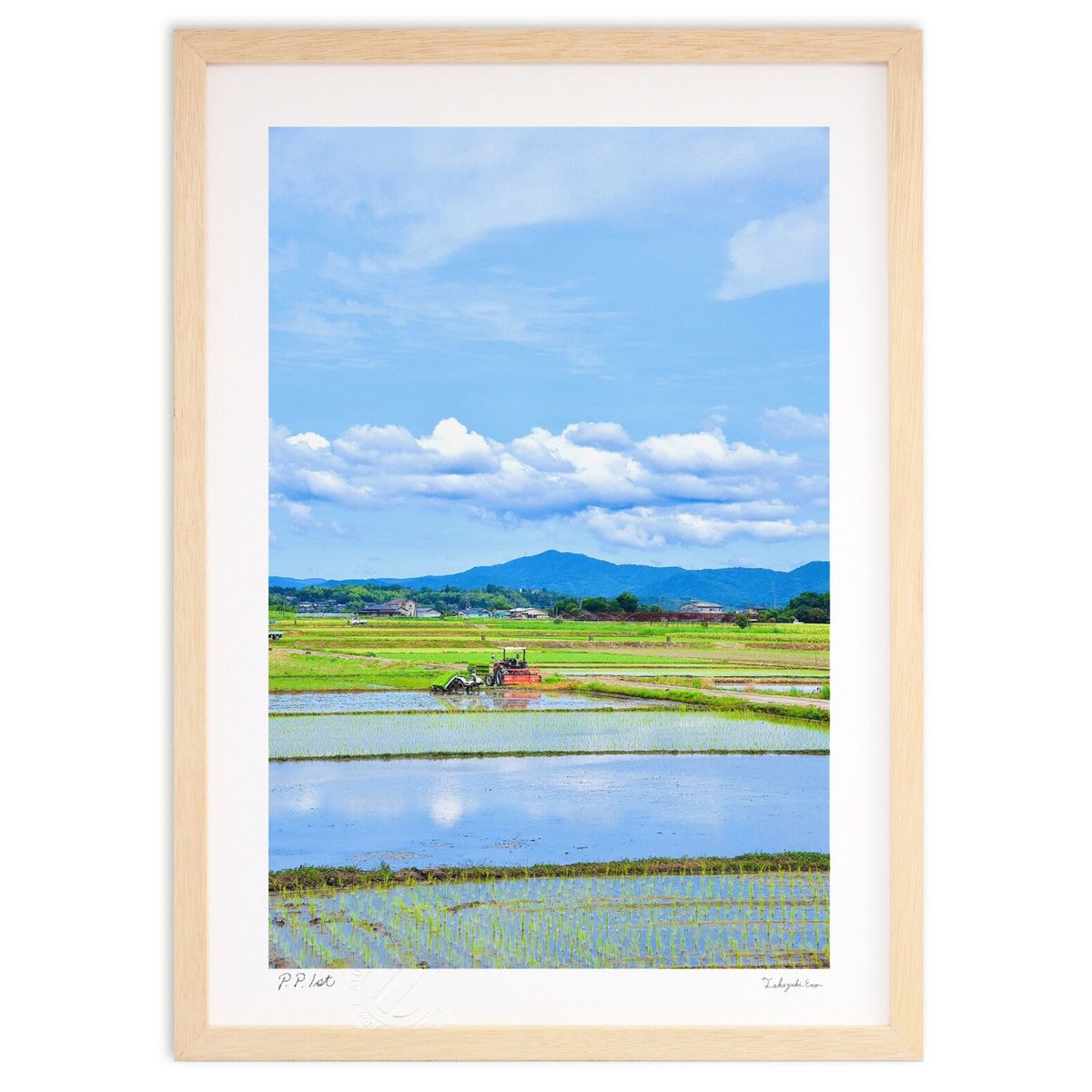 【スーパーSALE半額】版画 田植え (mitan)インテリア 壁掛け 額入り 風景画 ポスター アート リビング 玄関に飾る 風水 プレゼント モダン アート...