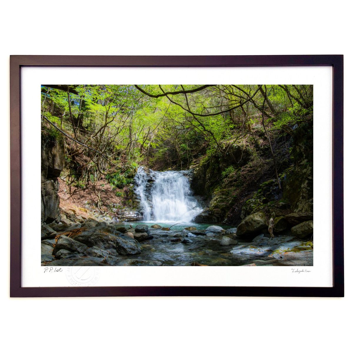 版画 流れ行く春の谷川 (瀬川憲)インテリア 壁掛け 額入り 風景画 ポスター アート リビング 玄関に飾る 風水 プレゼント モダン アートフレーム