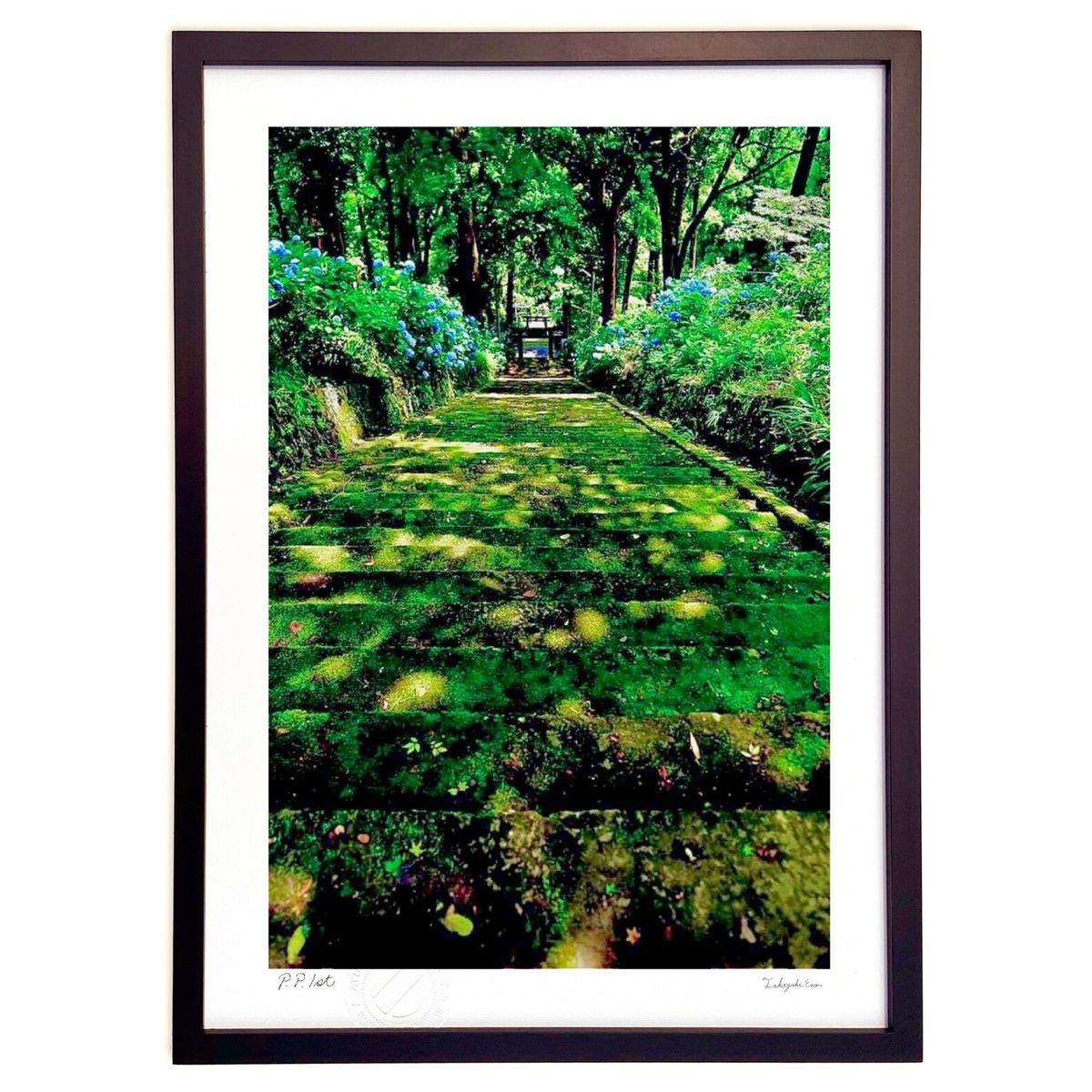 版画 苔の階段 (mitan)インテリア 壁掛け 額入り 風景画 ポスター アート リビング 玄関に飾る 風水 プレゼント モダン アートフレーム