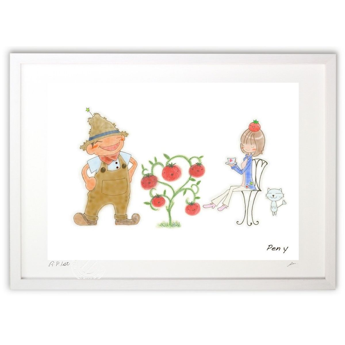 【スーパーSALE半額】版画 絵画 『あなたにお任せ』 (Pen.)インテリア 壁掛け 額入り 風景画 ポスター アート リビング 玄関に飾る 風水 プレゼント...