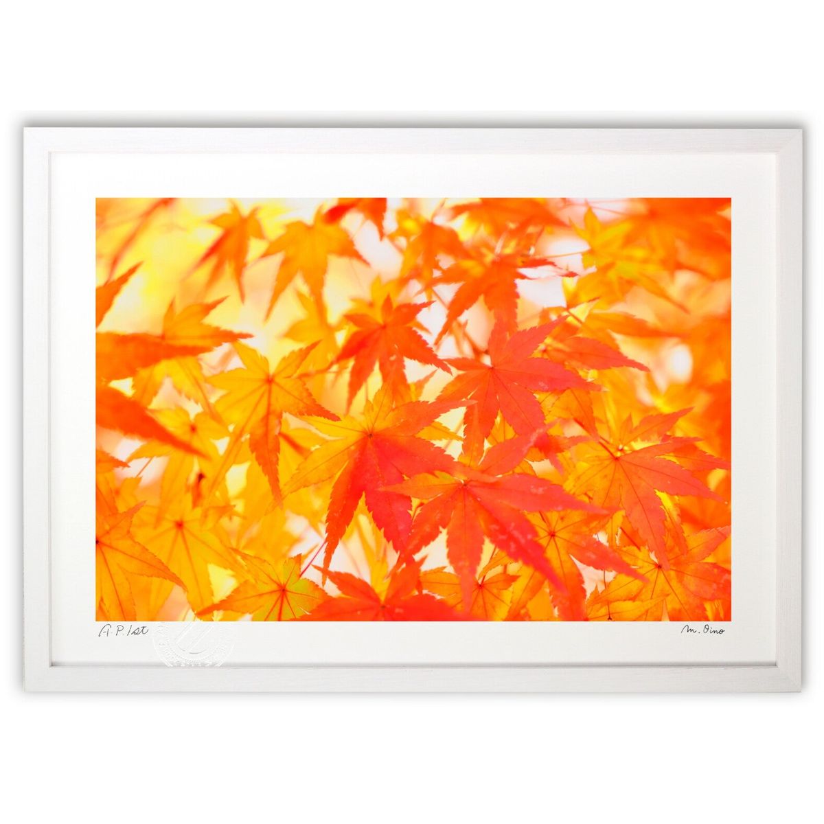 版画 秋色もみじ (makorin oino)インテリア 壁掛け 額入り 風景画 ポスター アート リビング 玄関に飾る 風水 プレゼント モダン アートフレーム