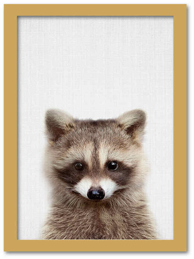 アートフレーム アニマル チルドレン シリーズ ラクーン(タヌキ) ナチュラルフレーム Mサイズ 額入り シンプル インテリア アート 入門 絵画 おしゃれ 壁掛け 絵