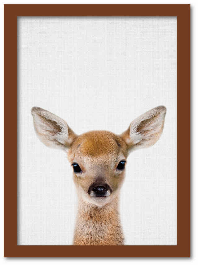 【スーパーSALE10%OFF】アートフレーム アニマル チルドレン シリーズ ディアー(シカ) ブラウンフレーム Mサイズ 額入り シンプル インテリア アー...