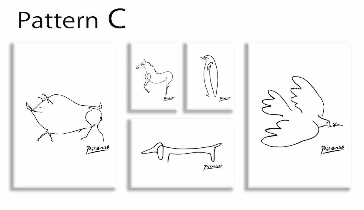 【抽選ポイント100%バック】キャンバスパネル ピカソ 5枚セット 3Lサイズ シンプル インテリア アート 入門 絵画 おしゃれ 壁掛け 絵