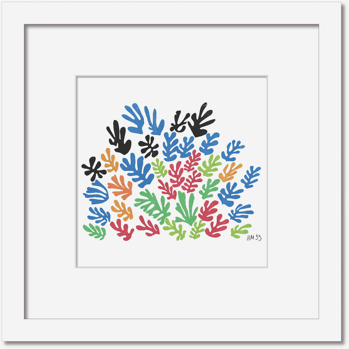 【スーパーSALE10%OFF】名画 シンプルアート アンリ・マティス 署名入り La Gerbe 花束 ホワイトフレーム ゆうパケット Sサイズ 額入り シン...