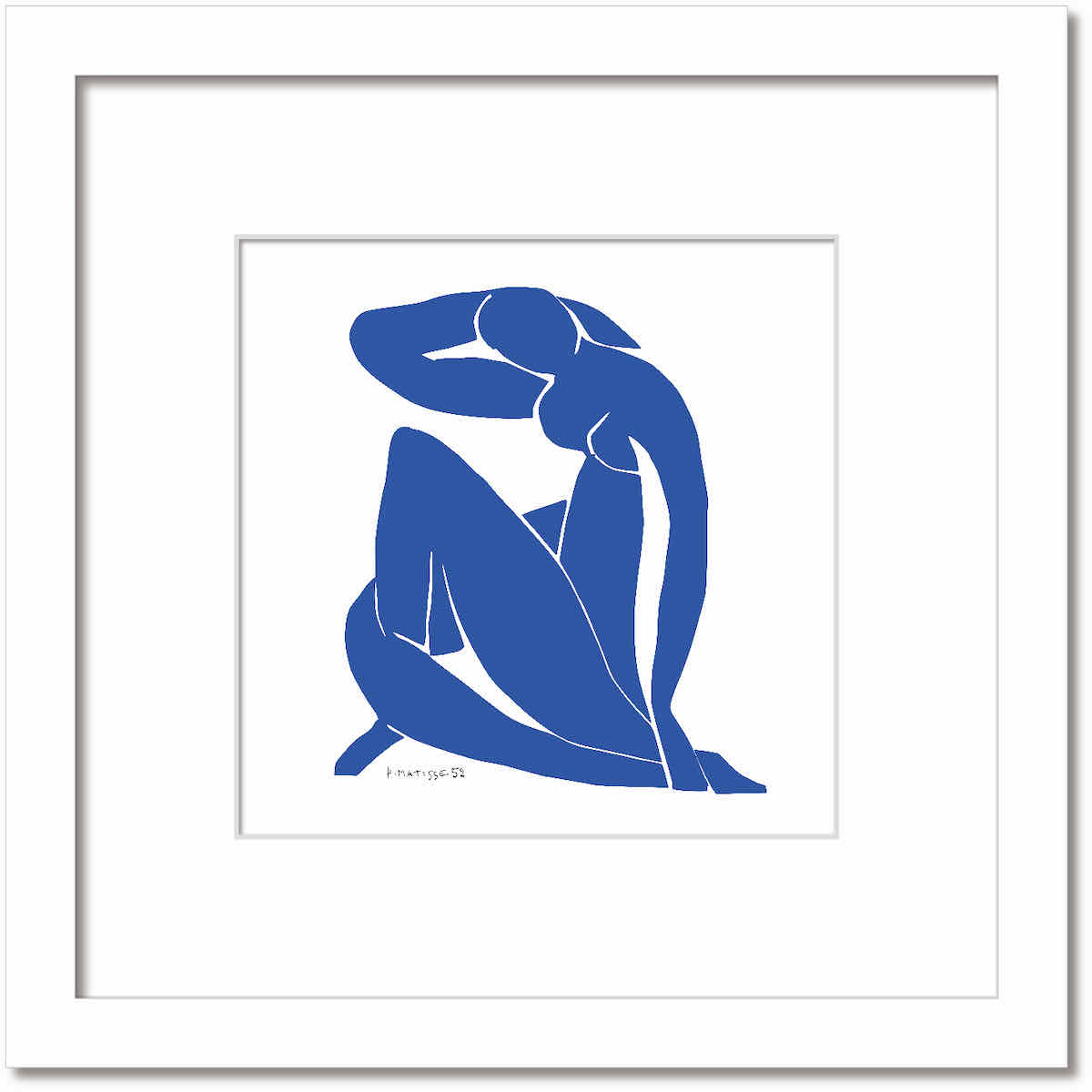 【スーパーSALE10%OFF】名画 シンプルアート アンリ・マティス 署名入り Nu bleu II Blue Nude2 ブルーヌード2 ホワイトフレーム ...
