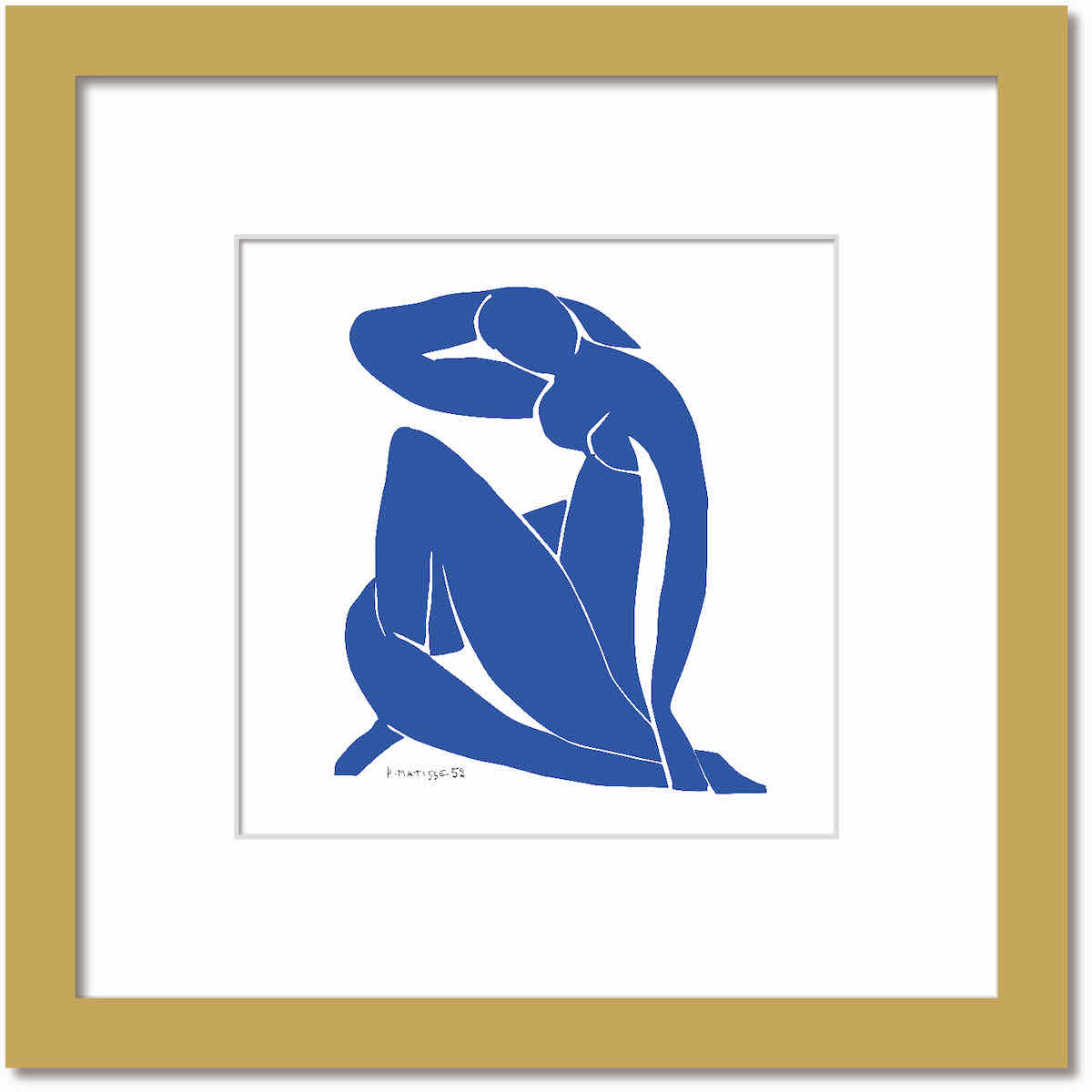 【スーパーSALE10%OFF】名画 シンプルアート アンリ・マティス 署名入り Nu bleu II Blue Nude2 ブルーヌード2 ナチュラルフレーム...