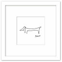 最大100%ポイントバック!限定抽選 名画 ラインアート パブロ・ピカソ 署名入り Le chien 犬 ホワイトフレーム ゆうパケット Sサイズ 額入り シン...