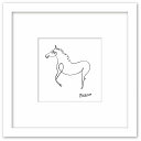 最大100%ポイントバック!限定抽選 名画 ラインアート パブロ・ピカソ 署名入り Le cheval 馬 ホワイトフレーム ゆうパケット Sサイズ 額入り シ...