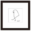 最大100%ポイントバック!限定抽選 名画 ラインアート パブロ・ピカソ 署名入り Le Moineau 雀 ブラックフレーム Mサイズ 額入り シンプル イン...