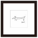 最大100%ポイントバック!限定抽選 名画 ラインアート パブロ・ピカソ 署名入り Le chien 犬 ブラックフレーム Mサイズ 額入り シンプル インテリ...