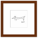 名画 ラインアート パブロ・ピカソ 署名入り Le chien 犬 ブラウンフレーム Mサイズ 額入り シンプル インテリア アート 入門 絵画 おしゃれ 壁掛け 絵