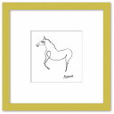 名画 ラインアート パブロ・ピカソ 署名入り Le cheval 馬 ナチュラルフレーム Mサイズ 額入り シンプル インテリア アート 入門 絵画 おしゃれ ...