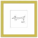 名画 ラインアート パブロ・ピカソ 署名入り Le chien 犬 ナチュラルフレーム LLサイズ 額入り シンプル インテリア アート 入門 絵画 おしゃれ ...