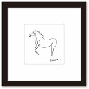 最大100%ポイントバック!限定抽選 名画 ラインアート パブロ・ピカソ 署名入り Le cheval 馬 ブラックフレーム LLサイズ 額入り シンプル イン...