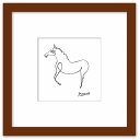 名画 ラインアート パブロ・ピカソ 署名入り Le cheval 馬 ブラウンフレーム LLサイズ 額入り シンプル インテリア アート 入門 絵画 おしゃれ ...