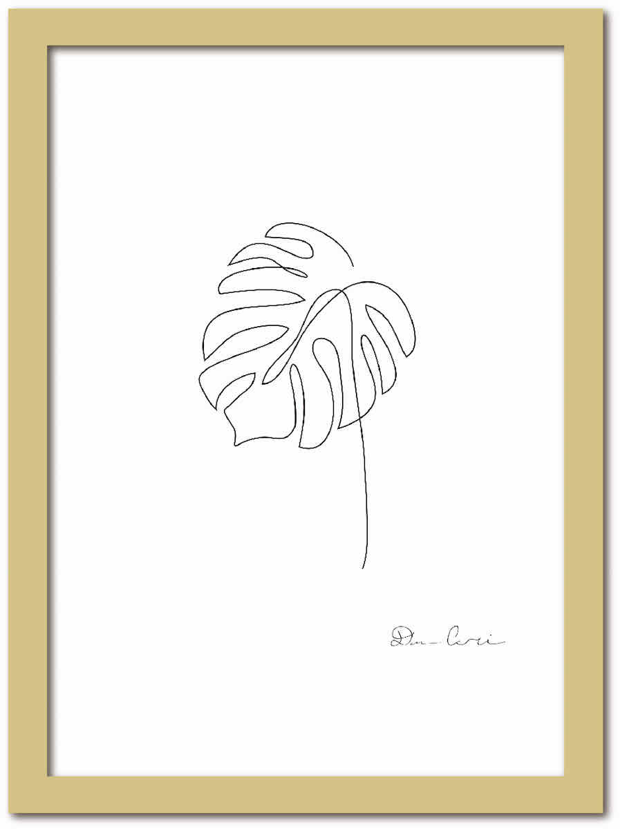 【スーパーSALE10%OFF】アートフレーム ラインアート Monstera2 モンステラ2 ナチュラルフレーム ゆうパケット Sサイズ 額入り シンプル イ...