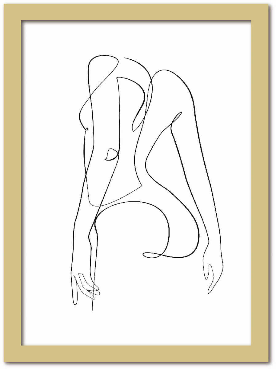 アートフレーム ラインアート Female フィーメイル 女性 ナチュラルフレーム ゆうパケット Sサイズ 額入り シンプル インテリア アート 入門 絵画 おしゃれ 壁掛け 絵