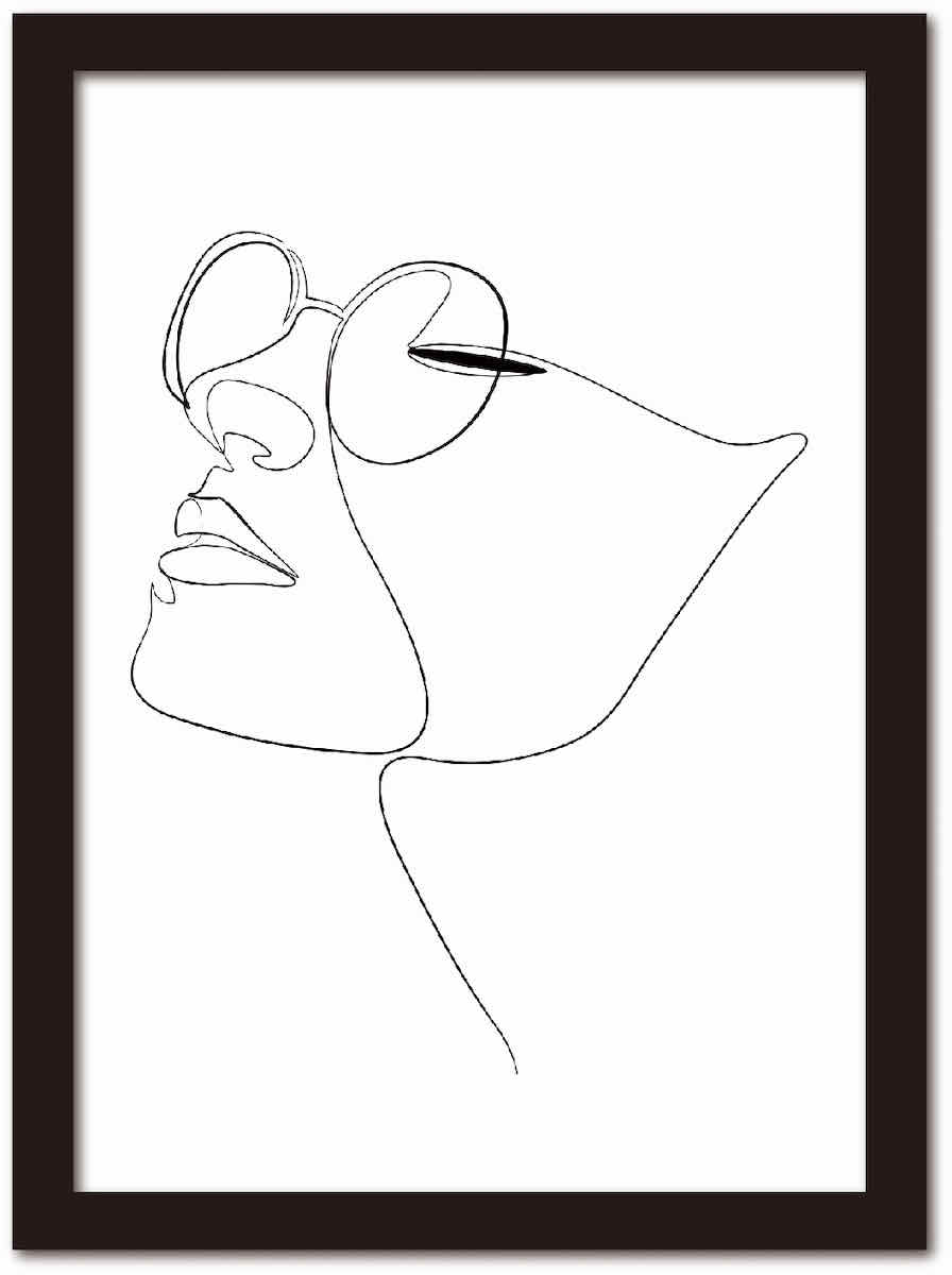 【スーパーSALE10%OFF】アートフレーム ラインアート Woman ウーマン 女性 ブラックフレーム ゆうパケット Sサイズ 額入り シンプル インテリア...