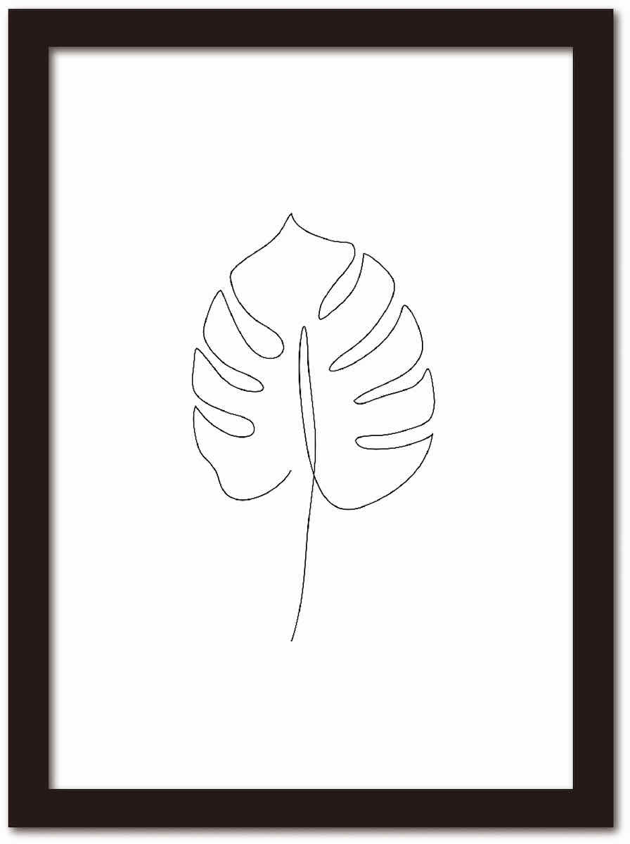 アートフレーム ラインアート Monstera1 モンステラ1 ブラックフレーム Mサイズ 額入り シンプル インテリア アート 入門 絵画 おしゃれ 壁掛け 絵