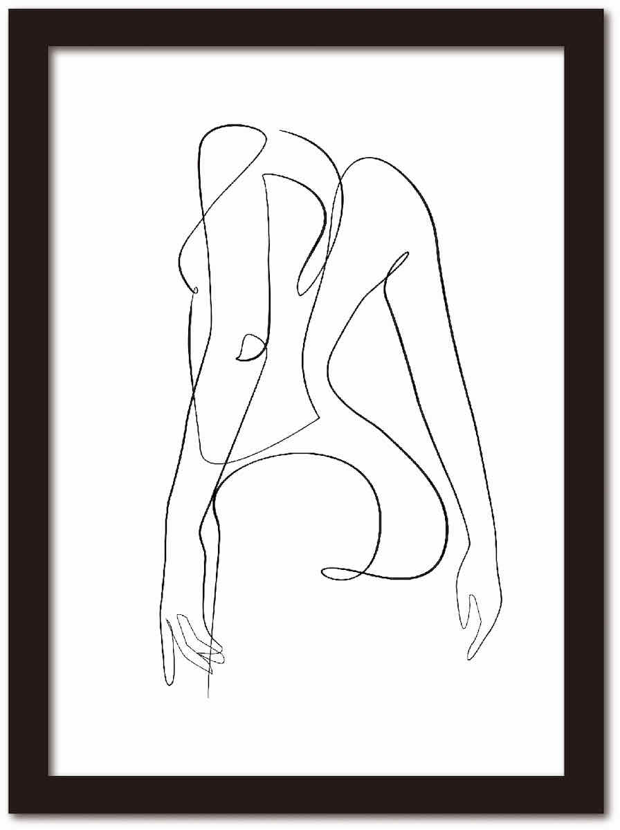 アートフレーム ラインアート Female フィーメイル 女性 ブラックフレーム Mサイズ 額入り シンプル インテリア アート 入門 絵画 おしゃれ 壁掛け 絵