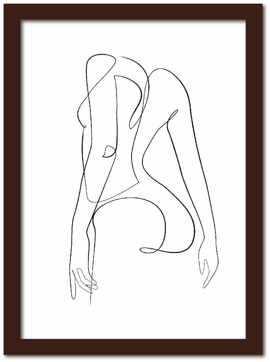アートフレーム ラインアート Female フィーメイル 女性 ブラウンフレーム Mサイズ 額入り シンプル インテリア アート 入門 絵画 おしゃれ 壁掛け 絵