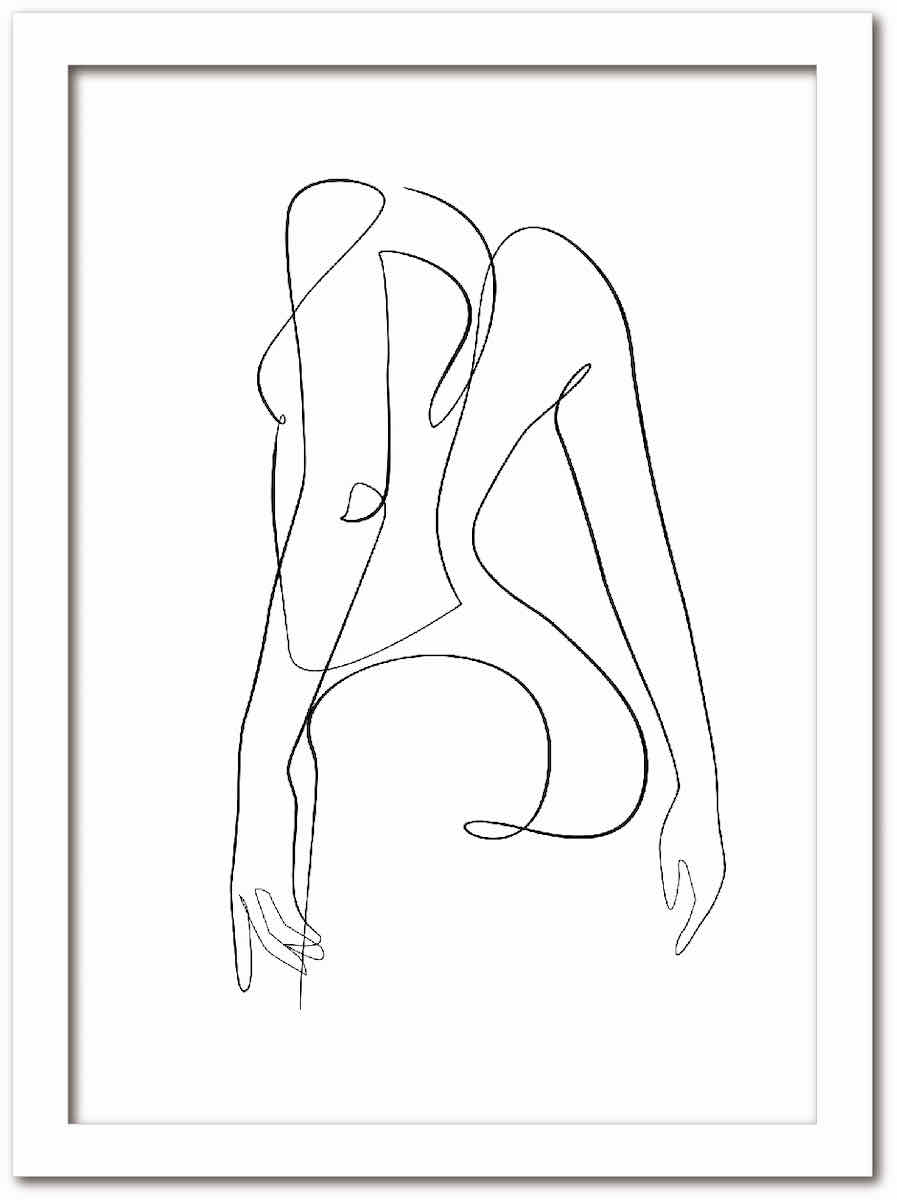 アートフレーム ラインアート Female フィーメイル 女性 ホワイトフレーム Mサイズ 額入り シンプル インテリア アート 入門 絵画 おしゃれ 壁掛け 絵