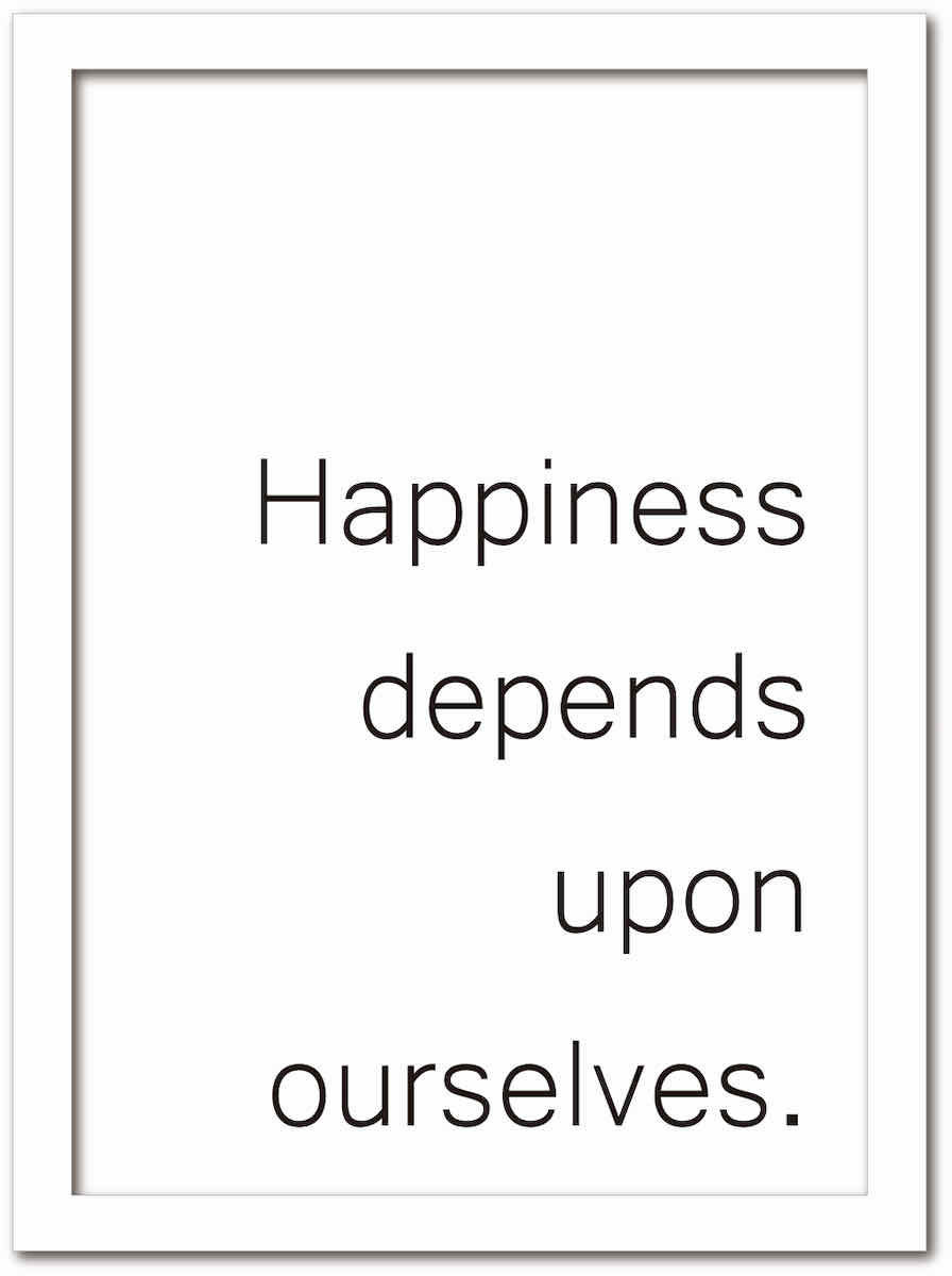 【スーパーSALE10%OFF】アートフレーム タイポグラフィー3 幸せかどうかは、自分次第である アリストテレス ホワイトフレーム ゆうパケット Sサイズ 額...