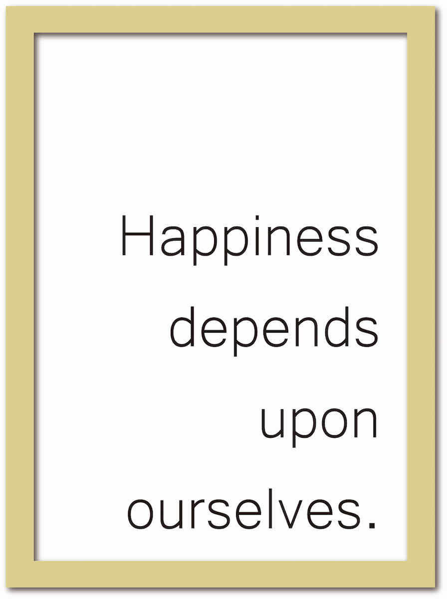 楽天絵画・壁飾り　風景専門店あゆわらアートフレーム タイポグラフィー3 幸せかどうかは、自分次第である アリストテレス ナチュラルフレーム Mサイズ 額入り シンプル インテリア アート 入門 絵画 おしゃれ 壁掛け 絵