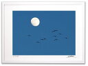アートフォト 絵画 壁掛け 月に向かって飛ぶ白鳥/加賀市/インテリア 壁掛け 額入り 額装込 風景画 油絵 ポスター アート アートパネル リビング 玄関 プレゼント モダン アートフレーム おしゃれ 飾る