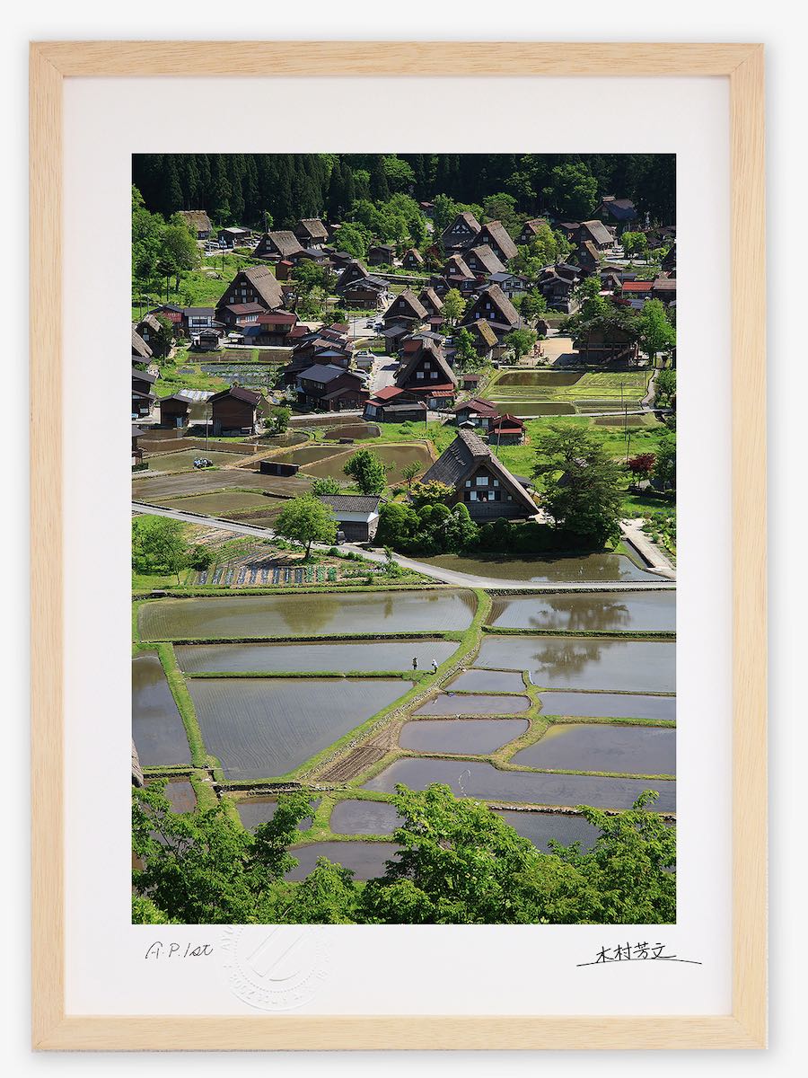 【スーパーSALE半額】アートフォト 絵画 壁掛け 世界遺産白川郷・田植えが終わって/岐阜県白川郷/インテリア 壁掛け 額入り 額装込 風景画 油絵 ポスター ...