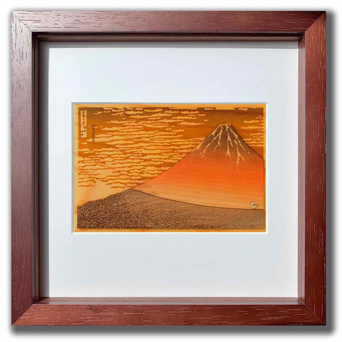 【スーパーSALE10%OFF】本格木工細工 木はり絵手作りキット 凱風快晴 額付き ブラウンフレーム 立てかけ ビギナーレベル /インテリア 額入り 額装込 ...