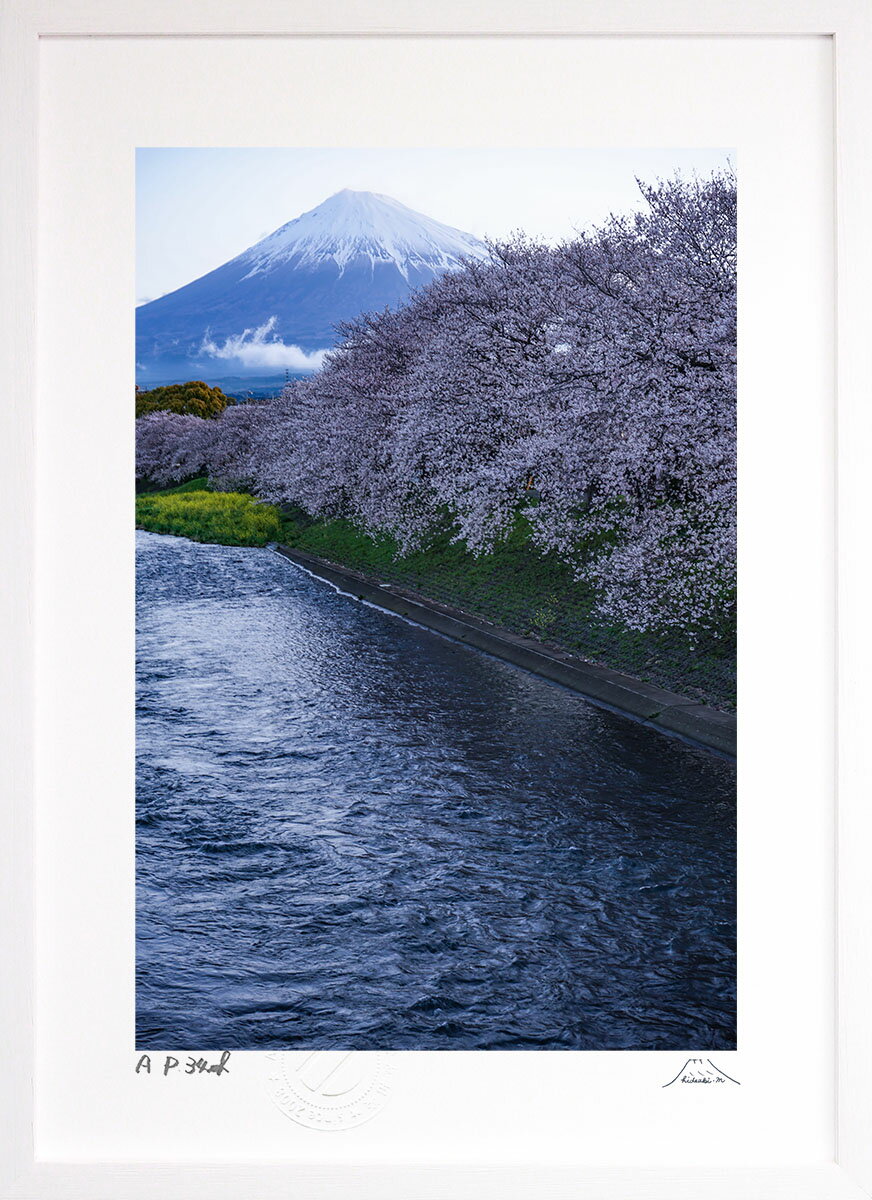 版画 絵画 龍厳淵の春 富士山 インテリア 額入り 額装込 風景画 油絵 ポスター アート アートパネル リビング 玄関 プレゼント モダン アートフレーム 飾る Mサイズ おしゃれ 壁掛け 絵