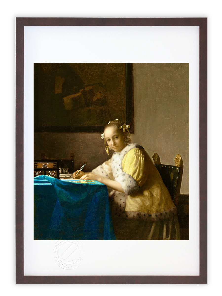 版画 絵画 名画 手紙を書く女(1665頃) ヨハネス・フェルメール インテリア 壁掛け 額入り アート アートパネル モダン アートフレーム おしゃれ Mサイズ