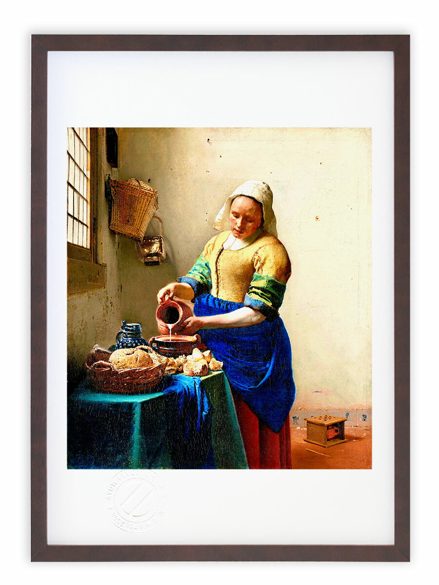版画 絵画 名画 牛乳を注ぐ女(1660頃) ヨハネス・フェルメール インテリア 壁掛け 額入り アート アートパネル モダン アートフレーム おしゃれ Mサイズ