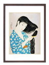 最大100%ポイントバック!限定抽選 版画 絵画 名画 日本画 髪梳ける女 (かみすけるおんな) 橋口五葉 インテリア 壁掛け 額入り アート アートパネル モ...