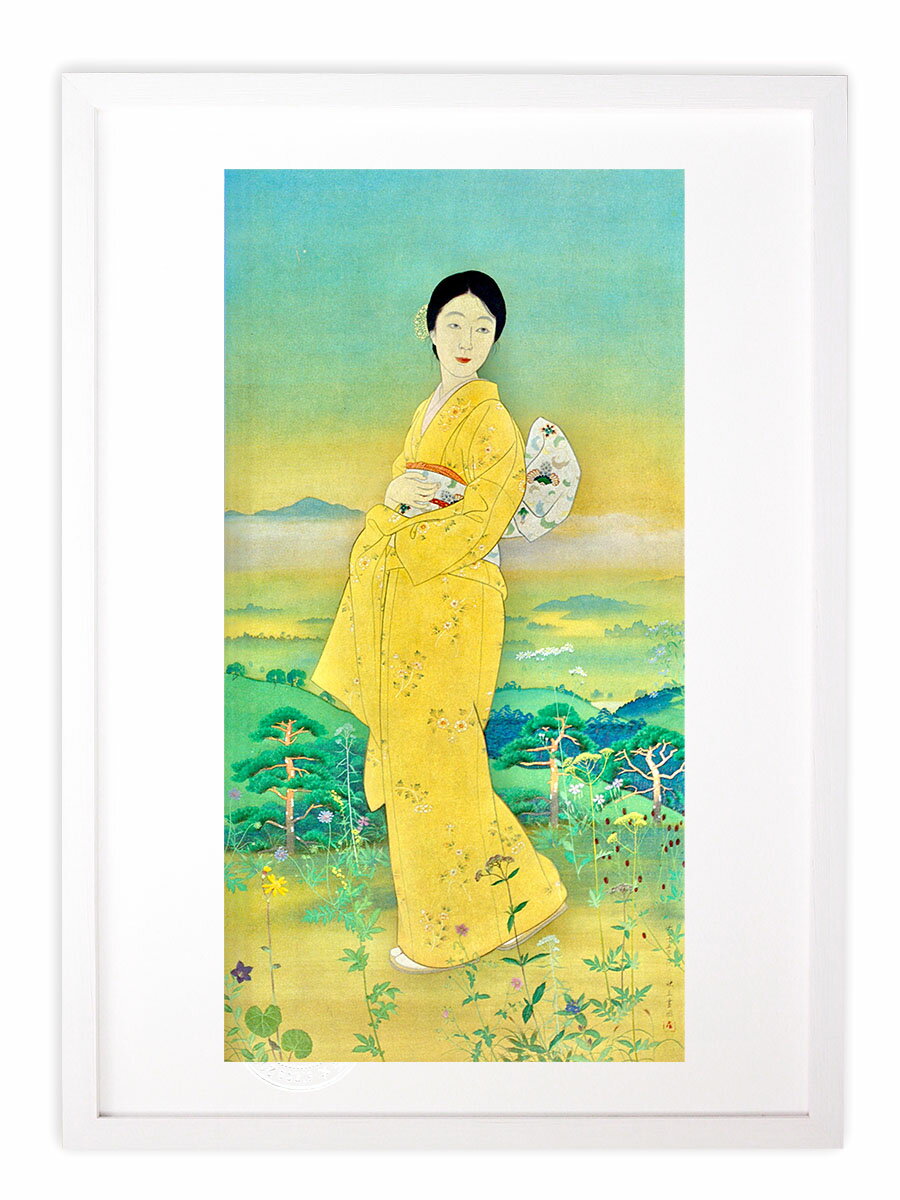 版画 絵画 名画 日本画 千草の丘 (ちぐさのおか) 松岡映丘 インテリア 壁掛け 額入り アート アートパネル モダン アートフレーム おしゃれ