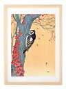 最大100%ポイントバック!限定抽選 版画 絵画 名画 日本画 アカゲラ 小原古邨 インテリア 壁掛け 額入り アート アートパネル モダン アートフレーム お...