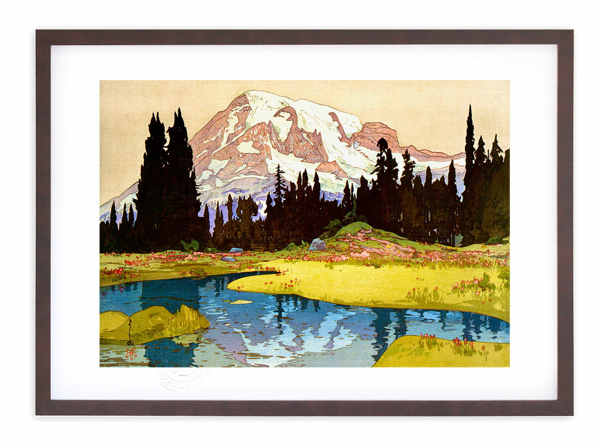 版画 絵画 名画 日本画 レニヤ山 米国シリーズ 吉田博 インテリア 壁掛け 額入り アート アートパネル モダン アートフレーム おしゃれ