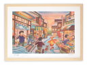 最大100%ポイントバック!限定抽選 絵画 冬の商店街/インテリア 壁掛け 額入り 額装込 風景画 油絵 ポスター アート アートパネル リビング 玄関 プレゼ...
