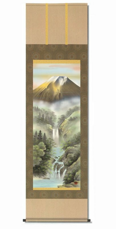 【スーパーSALE10%OFF】掛け軸 宇田川彩悠 掛軸(尺三) 「金富士山水」/インテリア 額入り 額装込 風景画 油絵 ポスター アート アートパネル リビ...