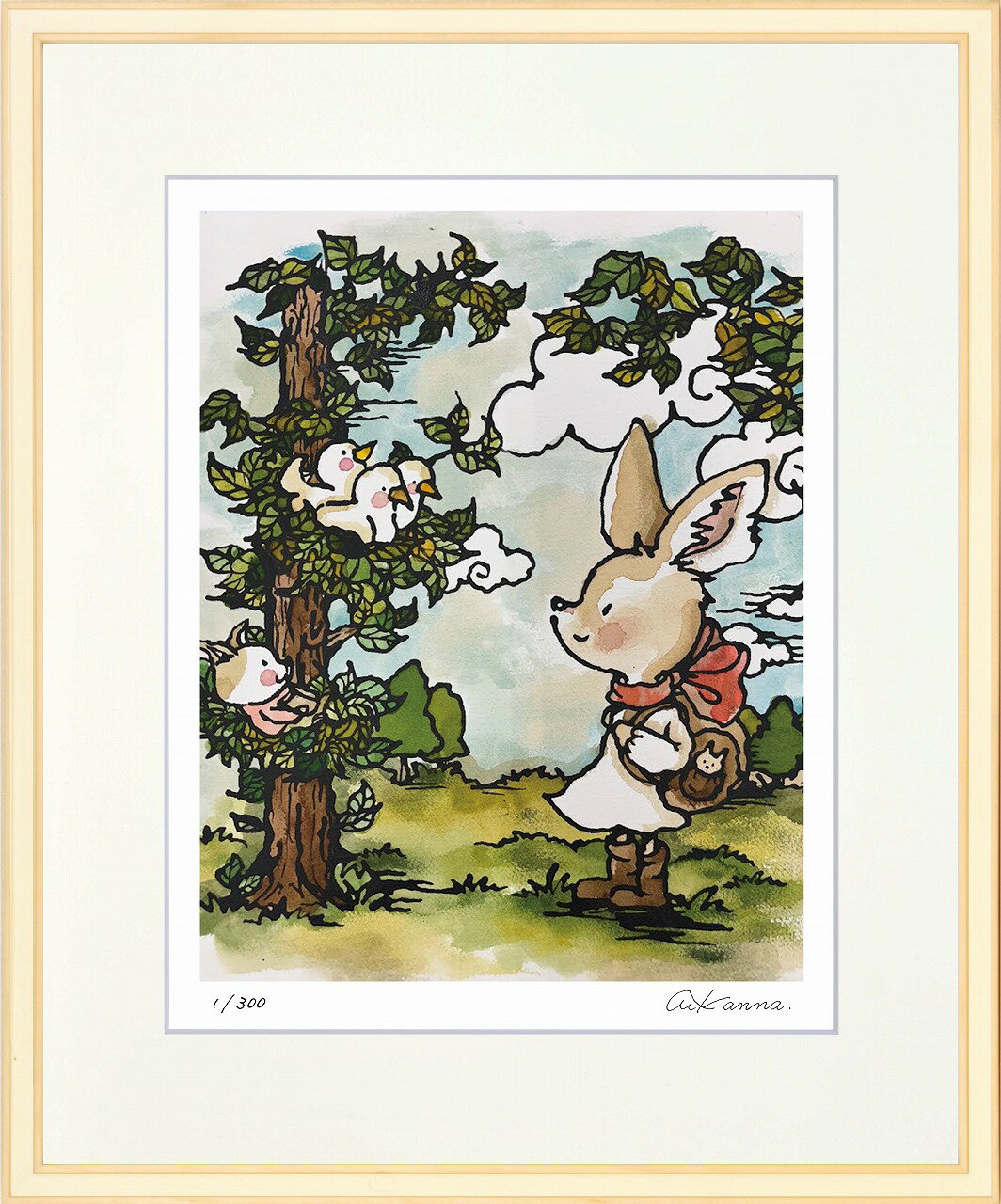 絵画 KANNA 旅の途中で インテリア 壁 に飾る絵 リビング 玄関 ギフト 子ども部屋 かわいい 元気になる絵 プレゼント アート フレーム付 壁飾り 額縁付き 御祝 贈り物 おしゃれ 壁掛け 絵 Lサイズ