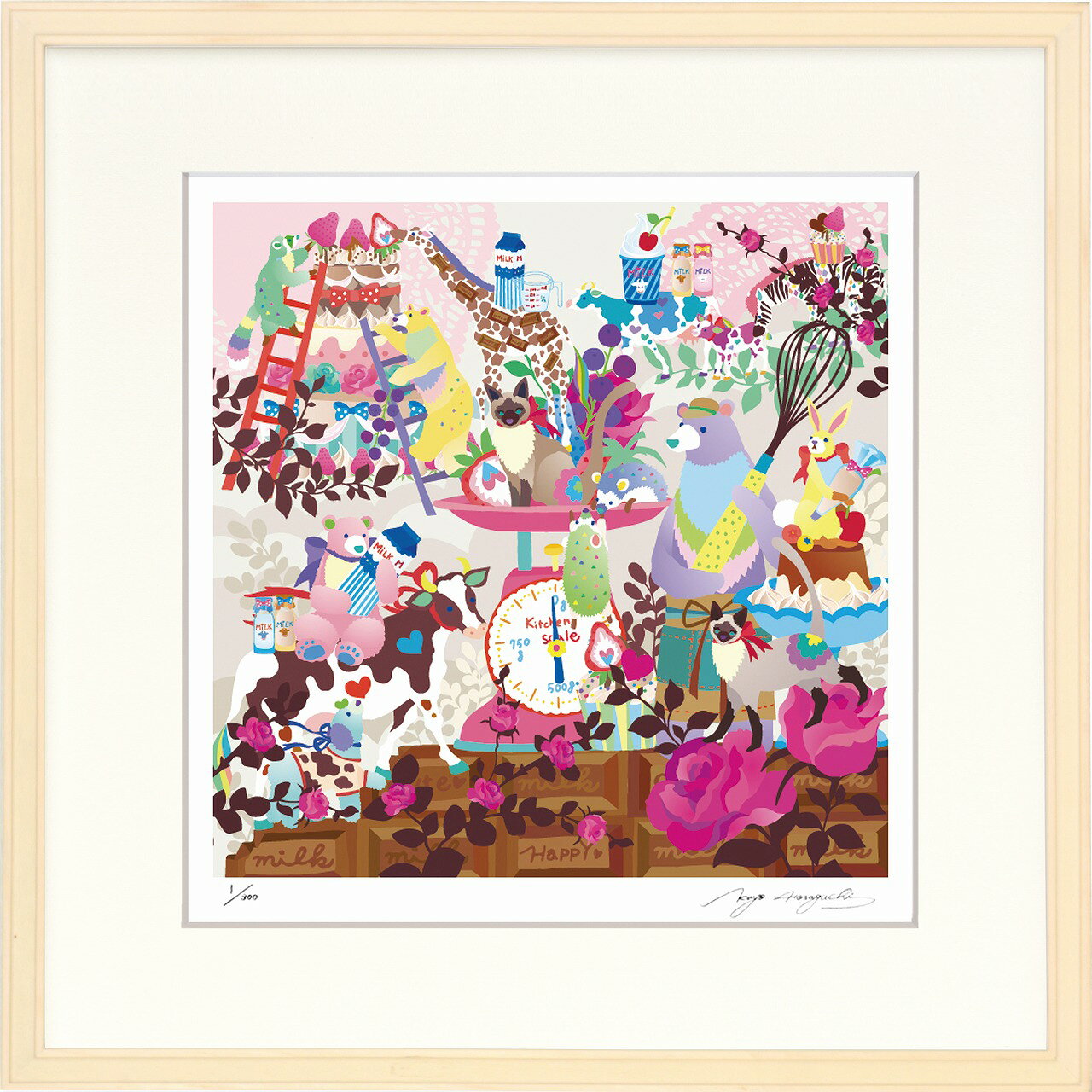 絵画 ホラグチ カヨ チョコミルクの甘い匂いに包まれて インテリア 壁 に飾る絵 リビング 玄関 ギフト 子ども部屋 かわいい 元気になる絵 プレゼント アート フレーム付 壁飾り 額縁付き 御祝 贈り物 おしゃれ 壁掛け 絵 Mサイズ