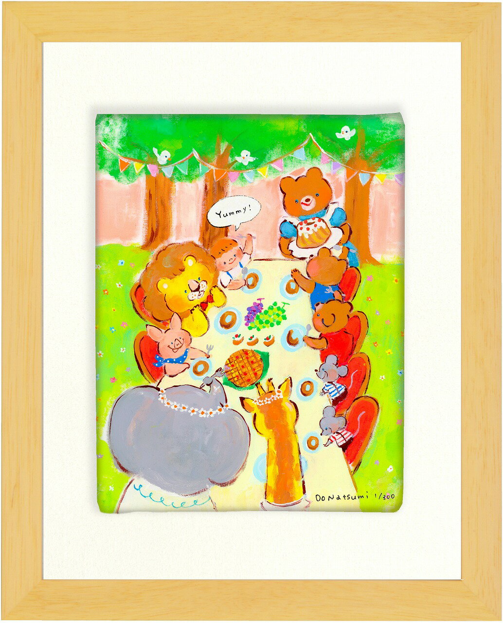 絵画 どうなつみ Enjoy your sweets インテリア 動物 ギフト リビング 玄関 子供部屋 飾る かわいい アート プレゼント アートフレーム 癒し 壁飾り 額装済 フレーム付 贈り物 新築祝い 結婚御祝 おしゃれ 壁掛け 絵 Sサイズ
