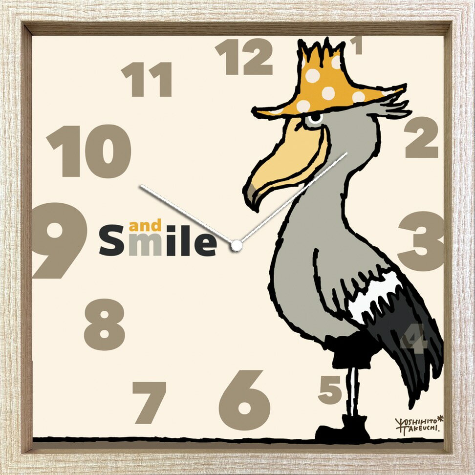 【時計】アーティスト クロック 武内 祐人 ハシビロコウ/掛け時計 ウォールクロック インテリア 壁掛け ギフト プレゼント 新築祝い おしゃれ 飾る かわいい Mサイズ
