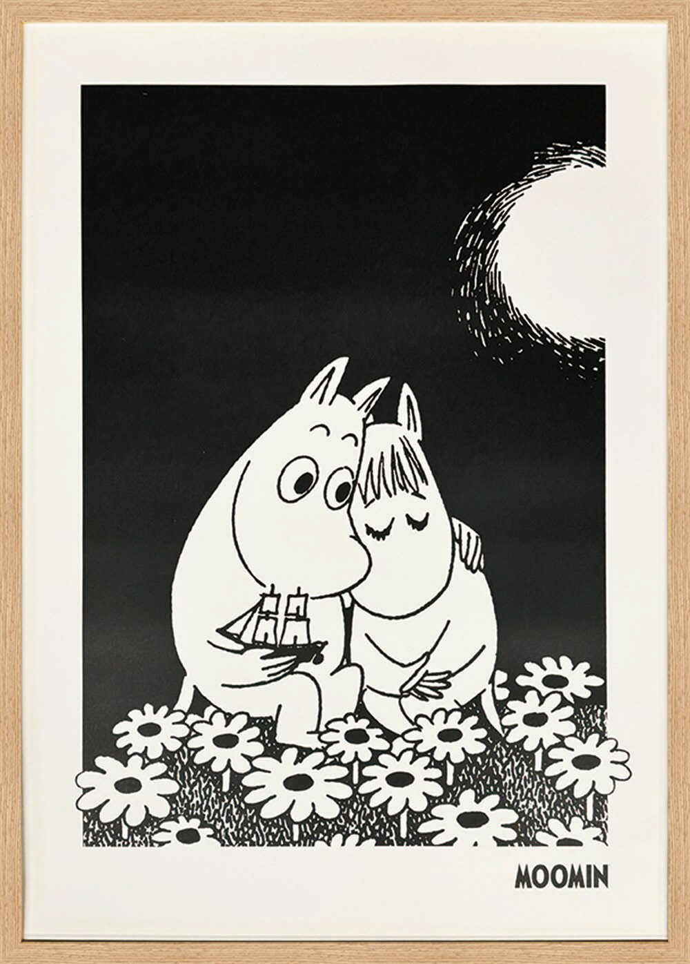 乐天商城 - 絵画 ムーミン 恋する二人 Lサイズ 北欧 アート 絵画 インテリア おしゃれ 壁掛け ギフト プレゼント モノクロ モダン